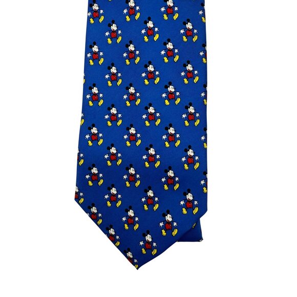 Disney Mickey Mouse Blue Patterned Silk Necktie - Picture 2 of 5